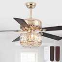 Kviflon 52 Inch Crystal Fandelier Chandelier Ceiling Fans with Lights Gold