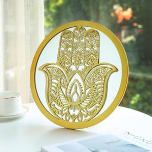 Hamsa Hand Round Decorative Mirrors Room Home Circle Mirrors Modern Wall Decor Gifts for Women Moms