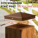 Dunzy 8 Pcs 6 x 6 Post Caps Aluminum Pyramid Cap Decorative Fence Post Covers Works Only for Actual 5.5 x 5.5'' Wood Metal Sleeve with Screws for Decks Corridors Mailbox Pole(Brown)
