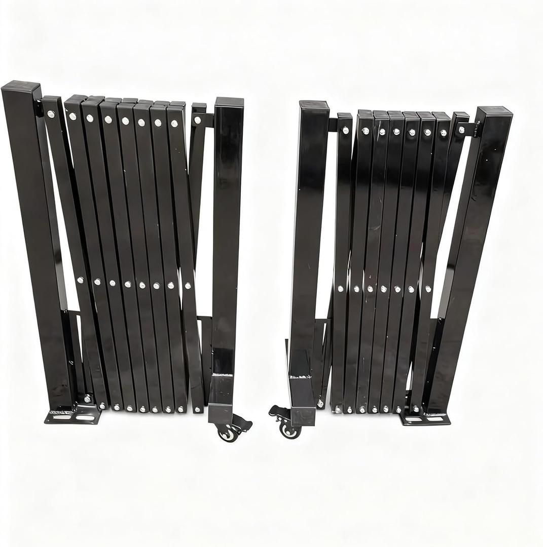 Expandable Garden Fence, Outdoor Retractable Traffic Fence, Metal Safety Barrier Gate for Industrial or Residential Use(Black) Only 1
