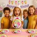 Ice Cream Plates and Napkins (100 PCS) Ice Cream Napkins, IceCream Paper Birthday Party Plates  IceCream Birthday Party Supplies for Girls  Summer Sweets & Popsicle Themed Tableware Set