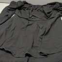 Fixmatti Black Long Sleeve Romper for Women Boho Boat Neck Tie Waisted Mini Shorts Jumpsuits XL