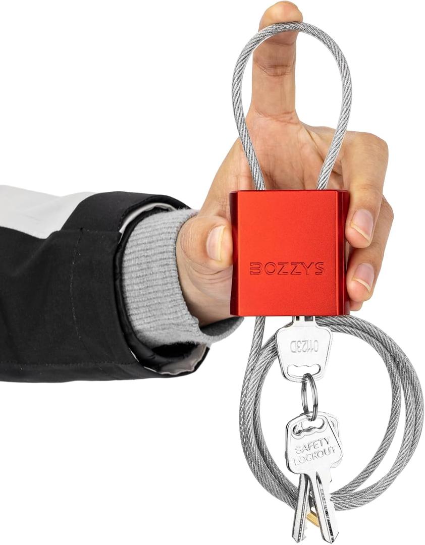 Cable Lock with 3 Keys | L 3.28ft(1m),D 1/6in(4mm) Adjustable Steel Cable Padlock | Aluminum Locks for Bikes, Gate, Lockers & Outdoor Gear | Weatherproof & Red