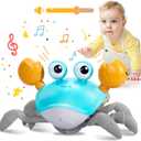 Plnmlls Crawling Crab Baby Toy,Tummy Time Toys,with Music and LED Light,Built-in Rechargeable Battery and Volume Can be Turned Off for 6-12 12-18 36 Months Walking Toddler Birthday Gift(Jade Green)