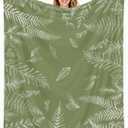 Green Throw Blanket Wild Fern Leaves Plants Blankets and Throws for Couch Sofa, Boho Leaf Decorative Soft Cozy Flannel Blanket for Home Bedding Living Room Chair, All Season Blanket 50 x 60 Inch