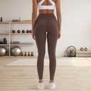 High Waisted Leggings for Women Brown Workout Leggings for Women Soft Yoga Pants Athletic Pants (Brown)