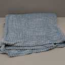 Fleece Ribbed Cozy Queen Blanket for Couch, Blue , 88x58in