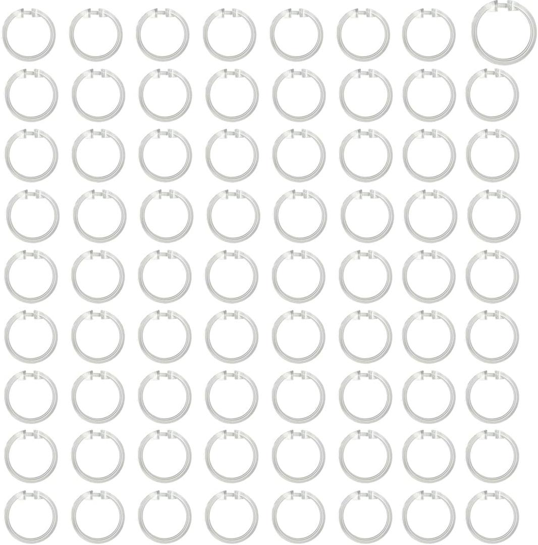 72PCS Clear Plastic O-Ring Shower Curtain Hooks - Modern Bathroom Rings for Smooth Gliding, Heavy Duty Hanging Loops, Easy Install Decor