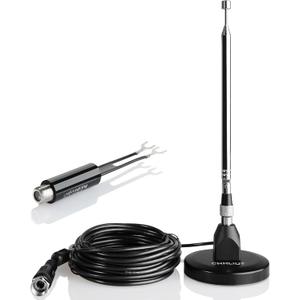 FM Antenna for Stereo Receiver Magnetic Base, 16ft Coaxial Cable, Retractable, Perfect FM Reception for Home Theater System