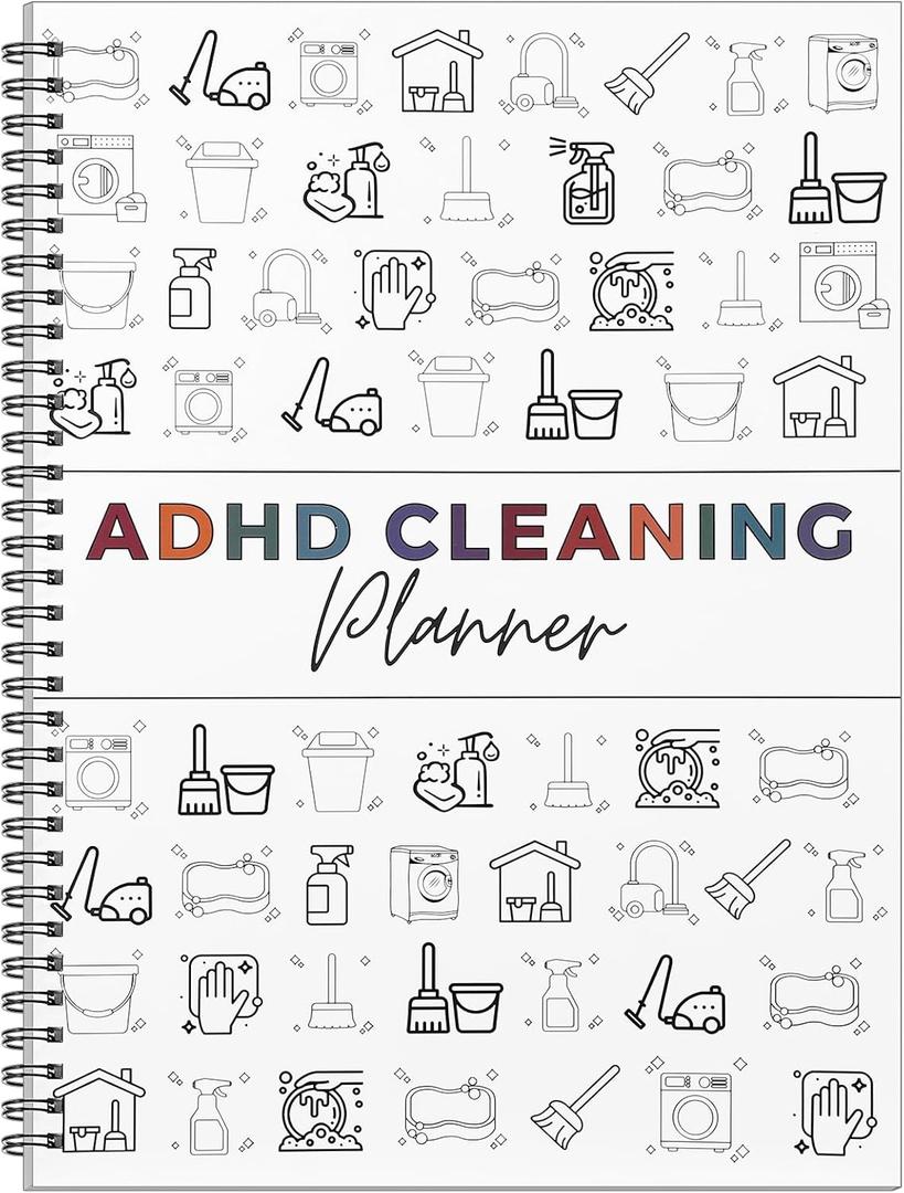 Cleaning Planner, Cleaning Schedule and Checklist Organizing Planner Daily Weekly Monthly Yearly Checklist Schedule Notebook For Kids Adults Home, Family Tasks, List(White) (Multi-color-white)