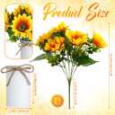SiliFine 24 Sets Sunflowers Centerpieces for Tables Artificial Sunflower with Vase Rustic Yellow Fake Flower for Wedding Decor Spring Summer Picnic Centerpieces Home Kitchen Shelf Decor (White)