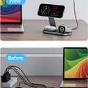 3-in-1 Charging Station for Apple Device, Qi2 25W Certified Magnetic Wireless Foldable Fast Charger Stand Compatible with MagSafe for iPhone 17e/17/16/15/14/13/12/Air Series, Apple Watch & AirPods (MatteBlack)