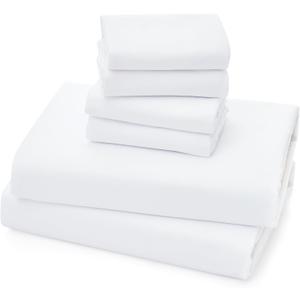 Casual Living King Sheets Set 6 Piece Cooling Bed Sheets with 4 Envelope Pillowcases Soft Microfiber Deep Pocket Hypoallergenic Washable Bedding Set for Guest or Master Bedroom, King, White