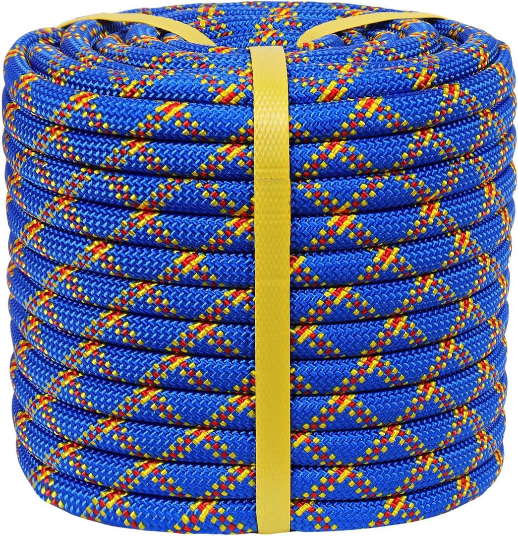 Double Braided Polyester Arborist Rigging Rope - 1/2 inch x 100 feet - High Strength Climbing Rope for Tree Work, Camping, Halyard, Sailing (Blue)