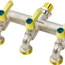 TSGOHNL 3-Way Heavy Duty Brass Outdoor Faucet, Frostproof Garden Faucet, NPT 1/2 Male Inlet and GHT 3/4 Outlet, Nickel-Plated, Rustproof Horizontal Large Pitch Faucet