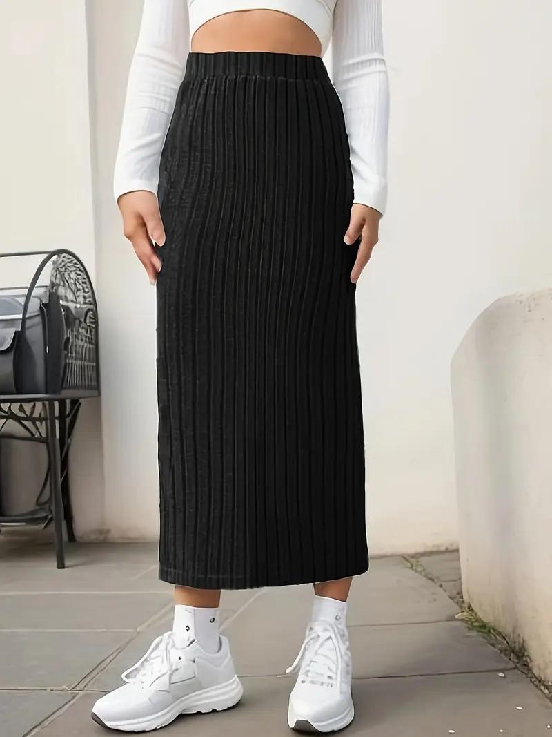  Women's Plus Size High Elastic Waist Long Bodycon Maxi Pencil Skirt (X-Large Plus, Black)