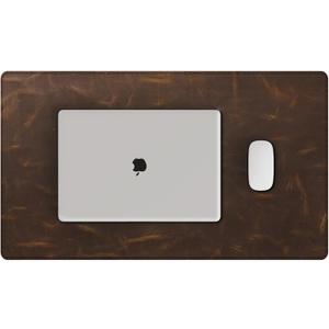 YSAGi Leather Desk Mat, 23.6"x13.8"Real Leather Desk Pad, 2mm Thick Desk Blotter with Stiched line,Oil-Wax Feel Mouse pad and Self-Healing Laptop Pad for Home & Office(Classic Dark Brown)