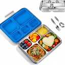 Stainless Steel Bento Lunch Box 7+Order KidsTeens and Adults, Leak-Proof, BPA-Free, 5 Compartments, Eco-Friendly, Durable Lunch Box for School, Office, Fitness, Travel, and Meal PrepBlue)