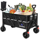 ROSONG Collapsible Wagon Cart with Wheels Foldable - Folding Utility Heavy Duty Wagons Carts for Grocery Sports Garden Shopping Camping Wheelbarrows (Black, 150L)