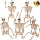 JOYIN 5 PCS Posable Halloween Skeleton Decor 16 Inches, Full Body Posable Joints Hanging Skeletons for Halloween Decorations, Graveyard Props, Haunted House Accessories, Spooky Scene Party Favors (Original)