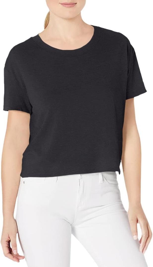 Alternative Women's Cropped T shirt, Headliner Vintage Cropped Tee (Large, Black)