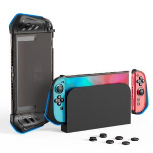 GUMPOIX Ergonomic Grip Case for Switch 2, Slim Dockable Protective Case for Switch 2 2025, Shockproof Hard Shell Cover Protector - Dual-Angled (10° & 15°) Grip Design, Non-Slip Matte Cover