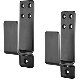 Door Barricade Brackets,AINAFIX 2 Pack Drop Open Bar Holder for Home Security, 2x4 Bar Brackets Prevent Unauthorized Entry, Carbon Steel,Black