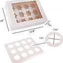 Rarapop 25 Pack Cupcake Boxes Hold 12 Standard Cupcakes, Food Grade Cupcake Holders Bakery Carrier Boxes with Windows and Inserts for Cupcakes, Muffins and Pastries