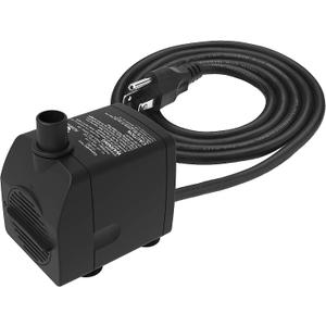 Submersible Water Pump Ultra Quiet with Dry Burning Protection160GPH for Fountains, Hydroponics, Ponds, Aquariums & More