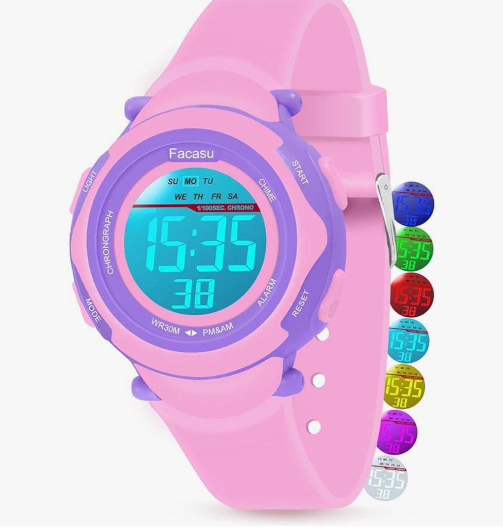 Kids Digital Watch for Girls Boys,Children's Waterproof Colorful Light UP Outdoor Sport Watch
