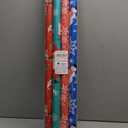 Christmas Wrapping Paper (4 Rolls: 148 sq. ft. ttl) Funny Snowmen, Snowflake, Dogs, Christmas Trees and Santa Claus with Gifts - Christmas Elements Collection - 30 inches x 14.8 feet Per Roll