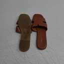 Rihero Women's Dressy Flat Sandals Comfortable Slip On Leather Slide Sandals Size 9