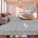 Shag Area Rugs for Living Room Bedroom, Upgrade Non-Slip 4x6 ft Ultra Soft Fluffy Shaggy Bedside Rug, Indoor Floor Carpet for Kids Girls Boys, Dorms, Nursery Rooms, Home Decor Aesthetic, Light Grey