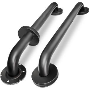 Handicap Grab Bars, 2 Pack 18 Inch Shower Grab Bar for Seniors, 304 Stainless Steel ADA Grab Bars for Bathtubs and Showers, Toilet, Safety Shower Handles for Elderly, Disabled, Injury (Black) (18 inch - 1.25 inch Dia, Matte Black)