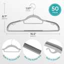 HOUSE DAY Plastic Hangers 50 Pack, Grey Plastic Clothes Hangers Non Slip with Rubber Grip, Heavy Duty Hanger with 360 Swivel Metal Hook, Ultra Thin Hangers Space Saving for Closet Organizer