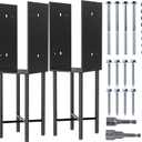 U-Shape 6x6 (Actual 5.6x5.6) Post Base Stainless Steel Heavey Duty Wet Concrete Fence Bracket Deck Railing, Pergola, Porch, Wood Fence, Sheds, Mailbox, Ground Holders Support (2pk Black)