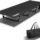 Anbte Ultralight Folding Camping Cot, Comfortable Portable Camping Cot Supports 275 lbs with Storage Bag & Side Pocket, Lightweight Folding Bed for Outdoor Travel Tent Indoor Emergency Bed, Black