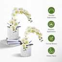 Sherika 38 Inch Orchid Artificial Flowers Real Touch Latex Fake Phalaenopsis Orchid Branches 9 Large Blooms, Faux Orchids Stems for Home Office Wedding Decoration(Green White, 2PCS)