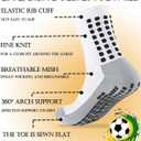 KMOLY 1 Set Kids Grip Soccer Socks and Shin Guard Sleeves for Age 7-14 Youth Boys Children Football Basketball Training Black+White