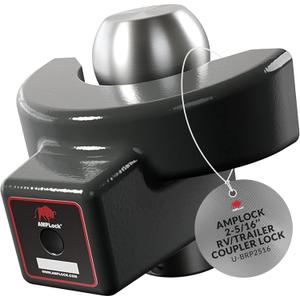 AMPLock - U-BRP2516 Heavy Duty Trailer Coupler Lock 2 5/16, RV & Trailer Hitch Lock, Straight Lip Trailer Ball Locks, Travel Trailer Accessories, Anti Theft for Trailers & RV with Push & Lock System