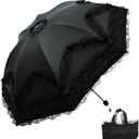 Vintage Lace Parasol Gothic Lolita Umbrella UV Sun Protection Witch Cosplay Photoshoot Props Party Decoration (Black2)