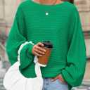 PRETTYGARDEN Fall Sweaters for Women 2025 Oversized Boat Neck Pullover Long Sleeve Knit Tops Cozy Winter Fashion Clothing (Green, L)