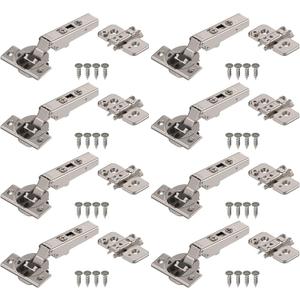 Blum Clip top BLUMOTION Hinge Kit (4 Kits), Full Overlay, 110 Opening Angle, Steel, Soft Close Euro-Style Hinges with Clip Mounting Plate for Frameless Cabinets
