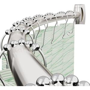 Curved Shower Curtain Rod 43-72 Inches Adjustable, Aluminum Shower Rod Rustproof, Round shower curtain rod, Curved Shower Rods for Bathroom, Bathtub, Stall, Brush Nickel (Brush Nickel)