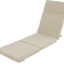 72 x 21 Inch Outdoor Chaise Lounge Cushion - Removable Cover, 4-Section Design, Water-Repellent & Fade-Resistant, 6 Tie Straps, Replacement for Patio & Pool Chairs - Cream