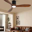 VACILL Wood Flush Mount Ceiling Fan with Light and Remote, 52 inch Low Profile Wooden Fan with 3 Blades, 6 Speed, LED Dimmable, Reversible DC Motor (Dark Brown, Wood)