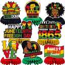 JULMELON 8PCS Juneteenth Party Decorations Honeycomb Centerpiece, 3D Double Side Juneteenth Centerpieces Table Topper for African American Independence 1865 Freedom Day Black History Party Supplies