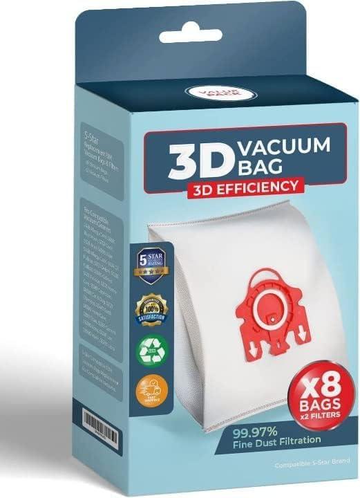 Compatible FJM Vacuum Cleaner Bags Replacement Vacuum Bag Type FJM, AirClean 3D Efficiency Dust Bag. 8 Pack, FJ8PSK