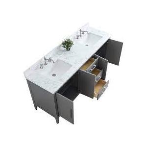 Vanity Art 72" Double Sink Bathroom Vanity Cabinet with Engineered Marble Top