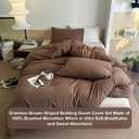 Duvet Cover Set Twin Size Brown Striped Bedding Set for Girls Boys,Modern Back to School Duvet Cover Kids with Zipper Closure and 1 Pillowcase